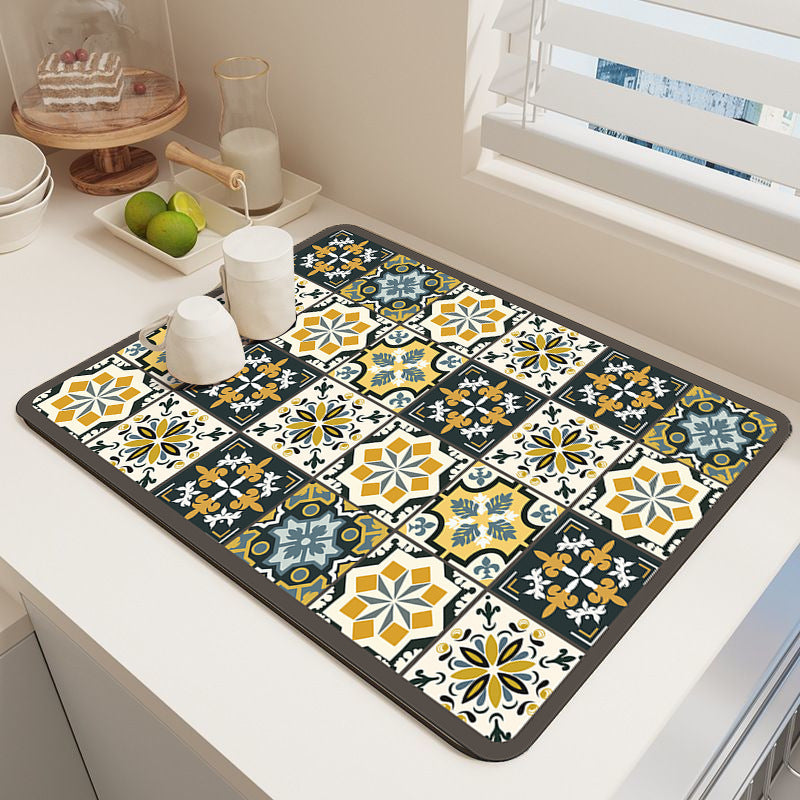 Elegant Mosaic Pattern Kitchen Mat Stornfield