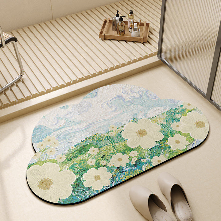 Floral Design Plush Bath Mat