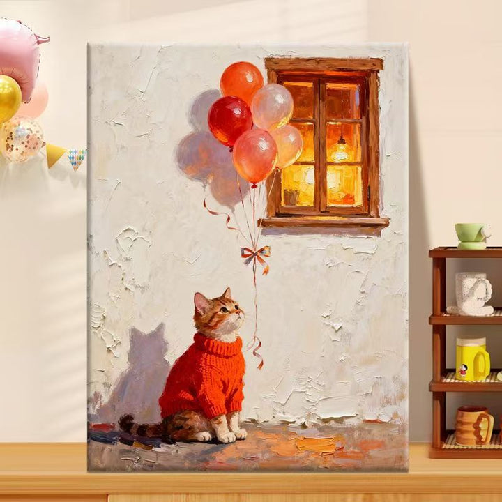 Playful Cat Illustration Canvas Art Stornfield