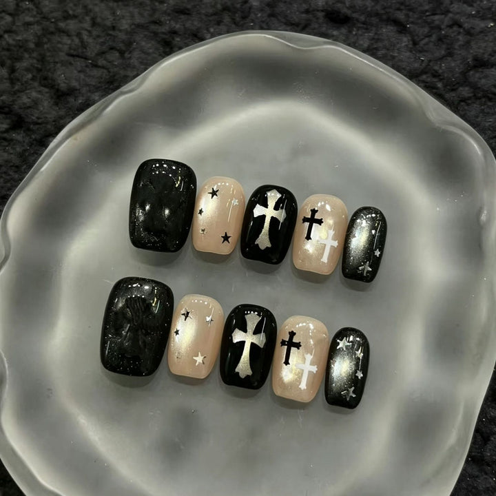 Elegant French Tip Press-On Nail Set Stornfield