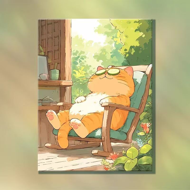 Playful Cartoon Cat Illustration Wall Art Stornfield