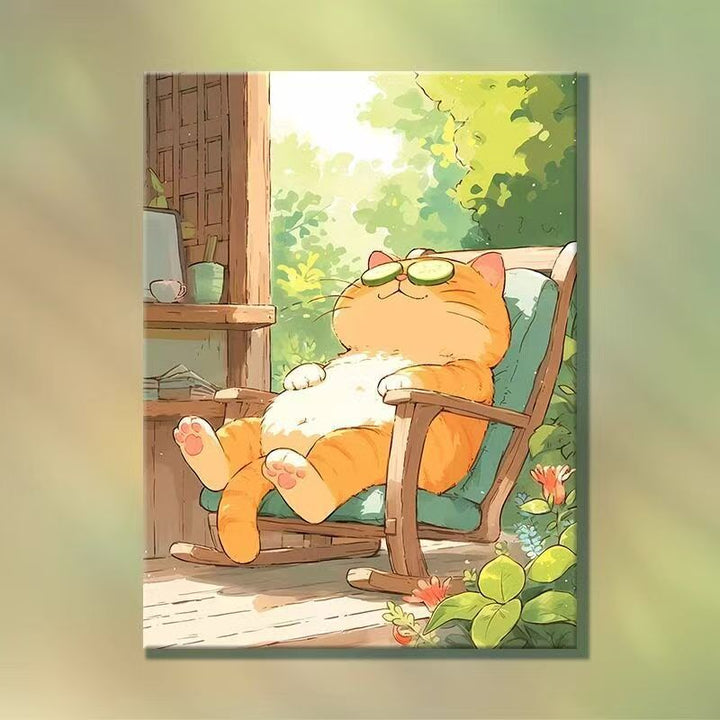 Playful Cartoon Cat Illustration Wall Art Stornfield