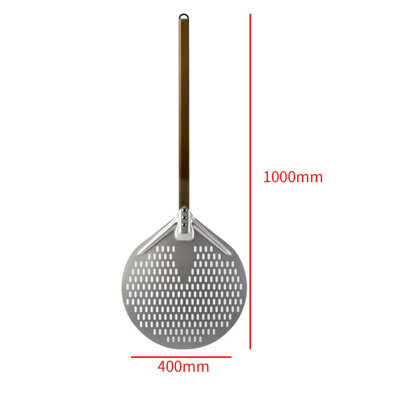 long wooden handled round aluminum pizza peel with reinforced neck Stornfield