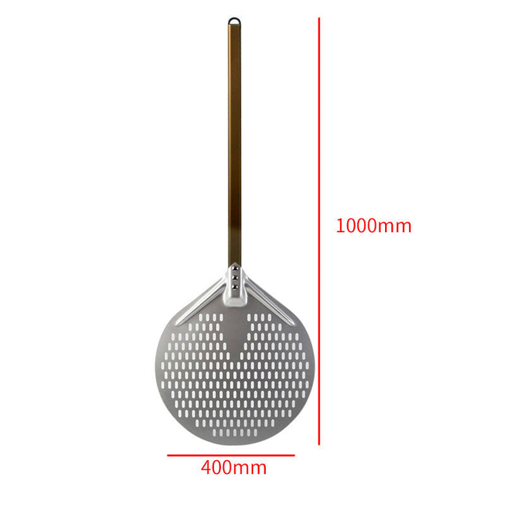 long wooden handled round aluminum pizza peel with reinforced neck Stornfield