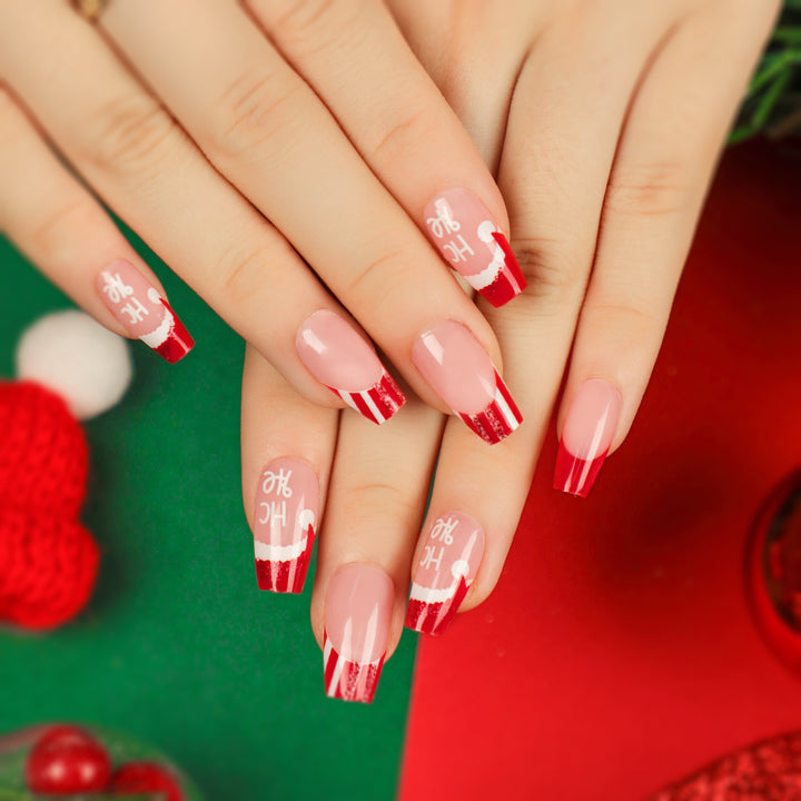 Artificial nail extensions in festive Christmas design Stornfield