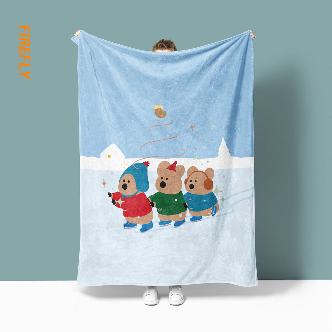 Cartoon Bear-Themed Soft Plush Blanket