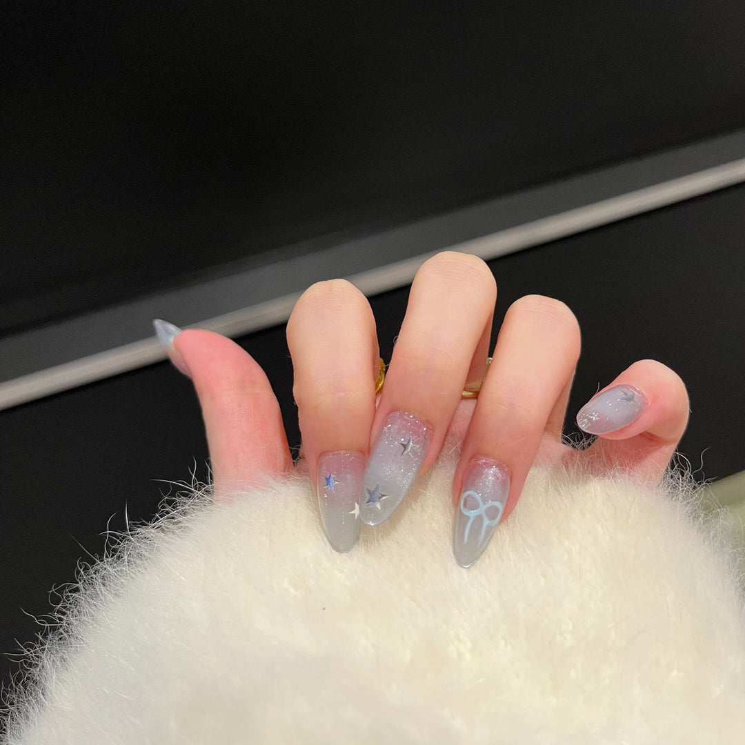Decorative Star and Bow Press-On Nail Set