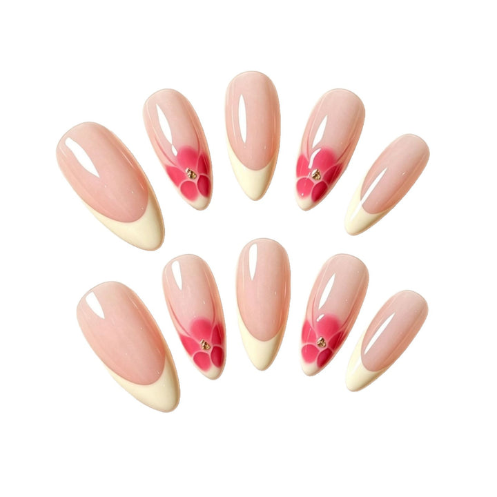 Floral-Accent French Tip Press-On Nail Set Stornfield