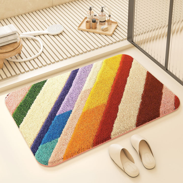 Autumn Leaf-Themed Plush Bath Mat for Bathroom