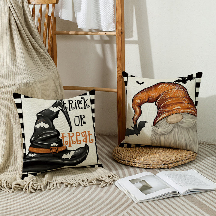 Halloween Decorative Cotton-Linen Throw Pillow Cover 'It's October Witches'