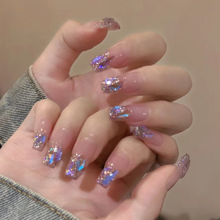 Artificial nail set with glamorous glitter accents and elegant elements Stornfield
