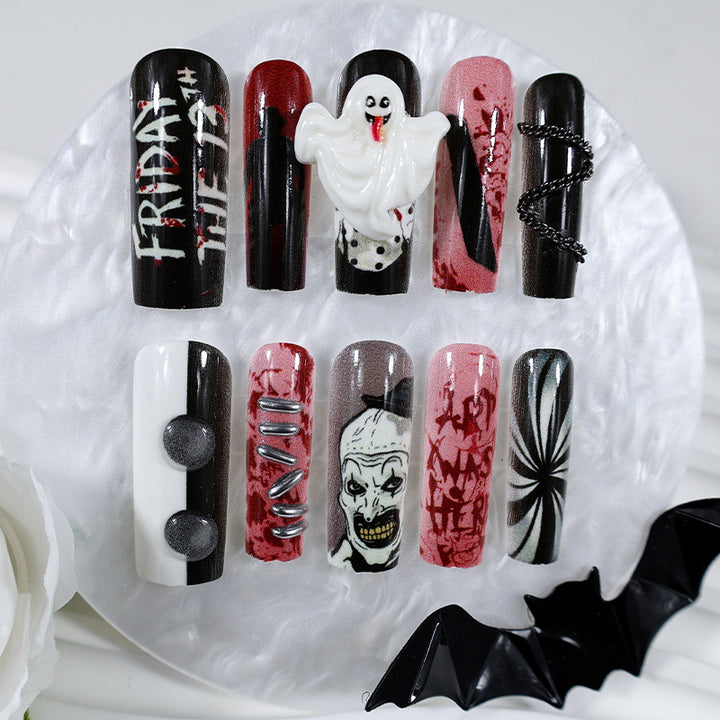 Halloween artificial nail set with creepy motifs and extravagant designs Stornfield