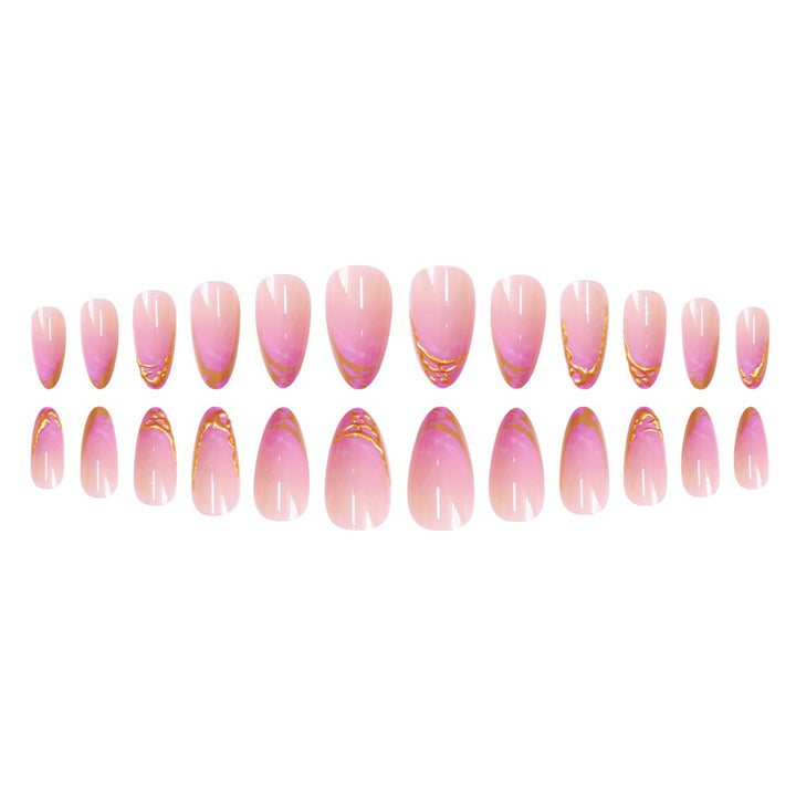 Elegant Stiletto Press-On Nail Extensions with Gold Tip Accents Stornfield