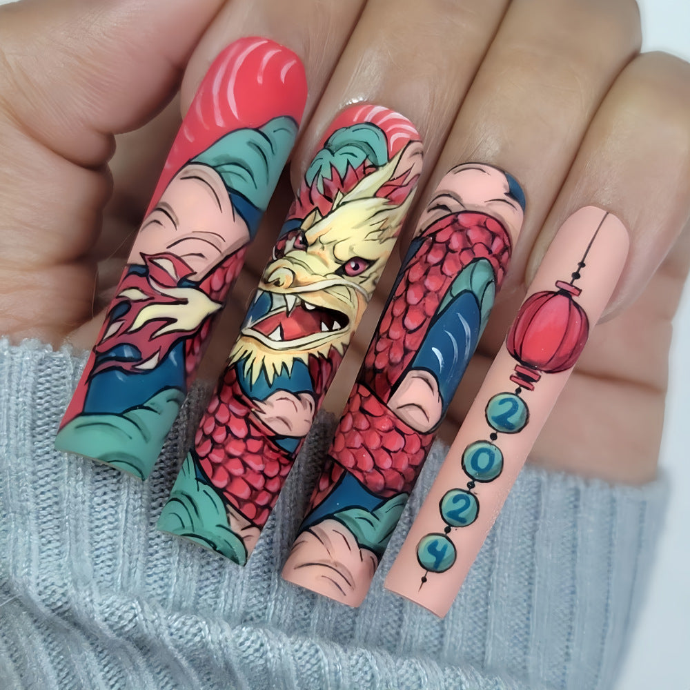 Creative artificial nails in Asian dragon design Stornfield