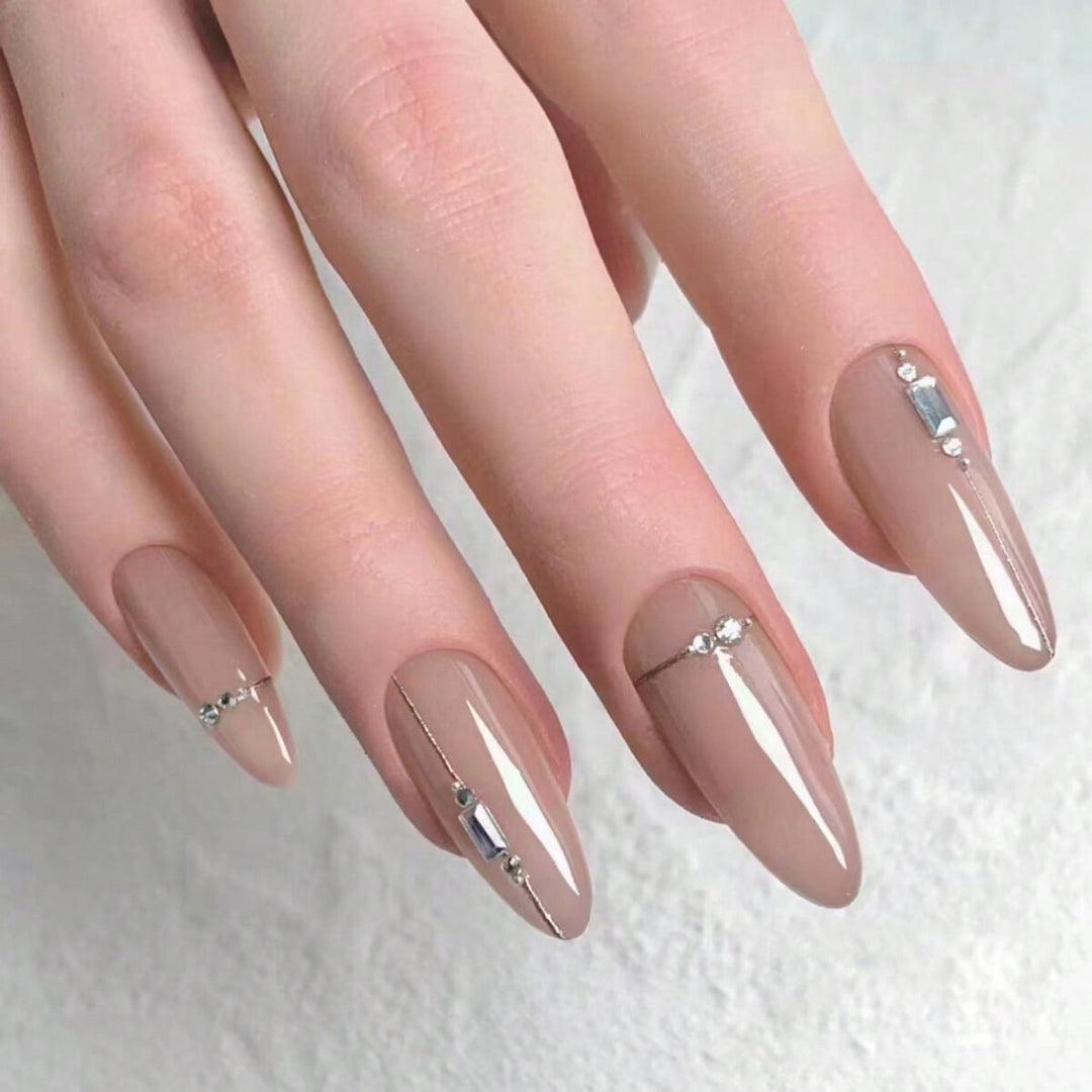 Glamorous Rhinestone-Accented Nail Art