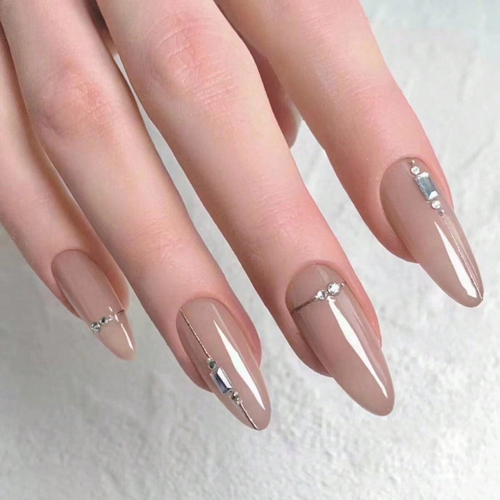 Glamorous Rhinestone-Accented Nail Art