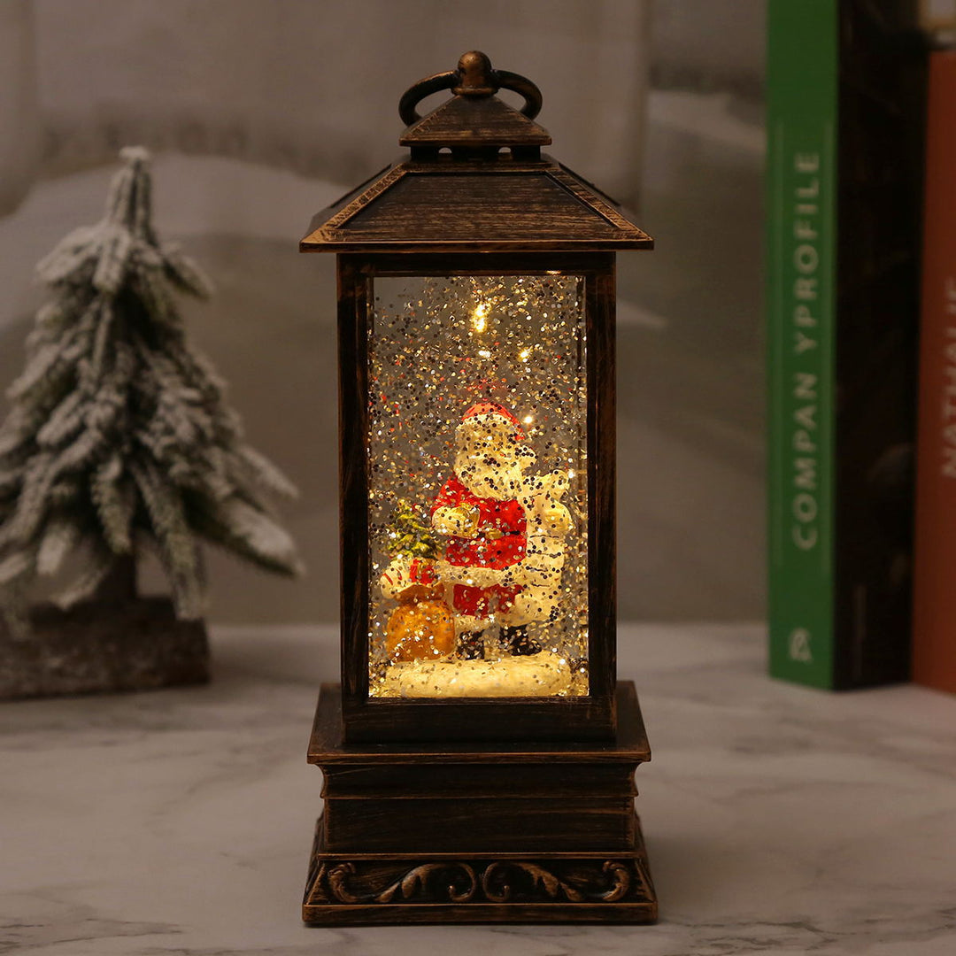 Vintage Christmas lantern with snowman and LED lighting Stornfield