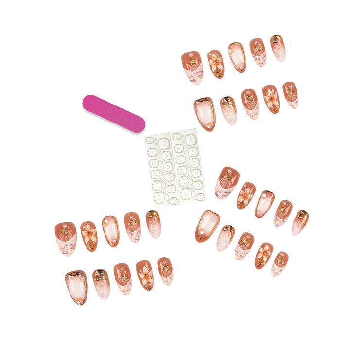 Artistic Floral Press-On Nail Tips Set
