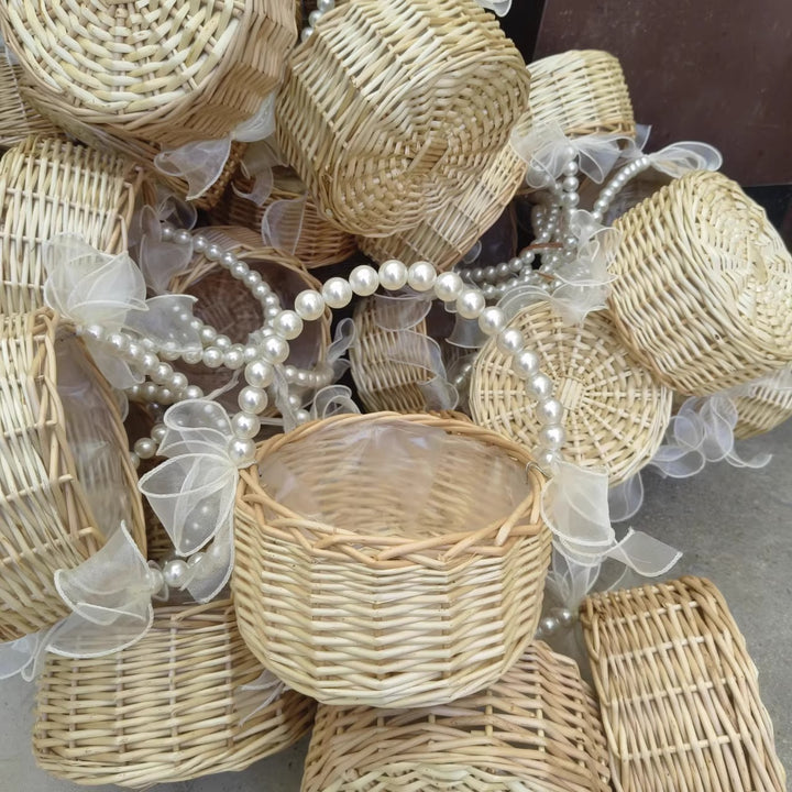 Women Decorative Basket with Pearl System and Delicate Ribbons Stornfield