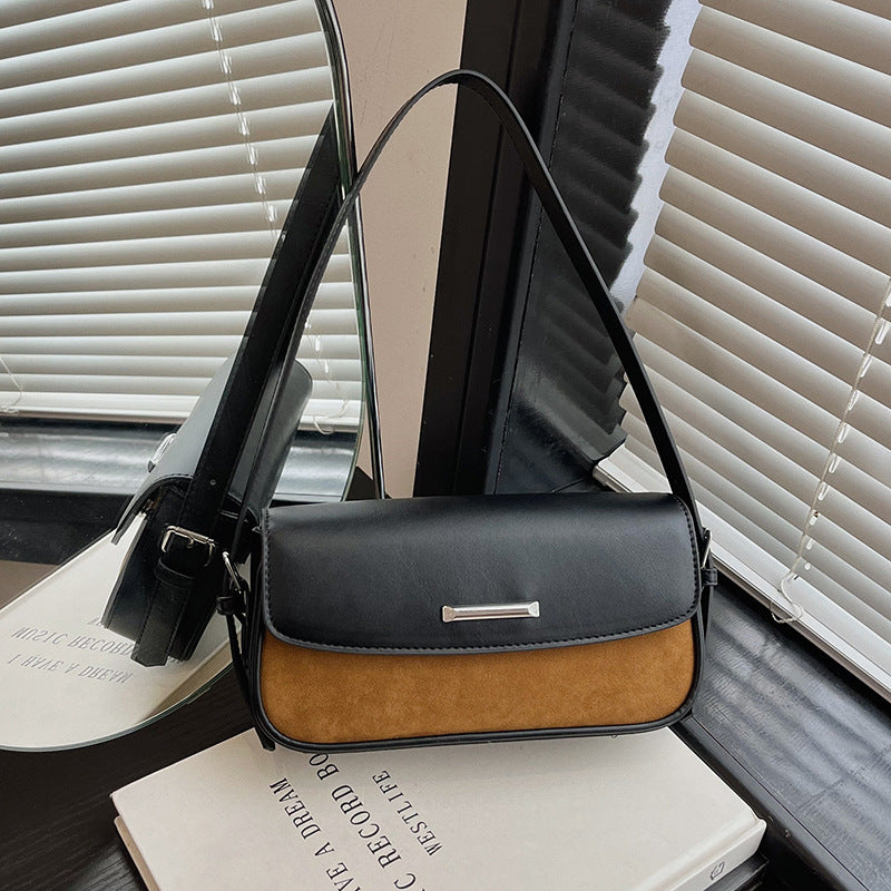 Suede and Leather Shoulder Bag