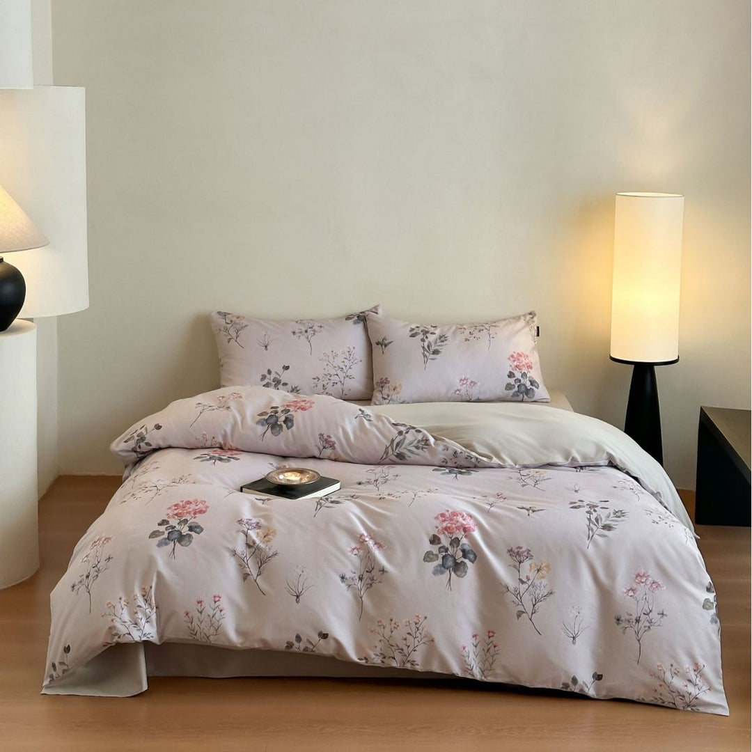Duvet cover set made of cotton satin with Boho-Ethno pattern and reversible function