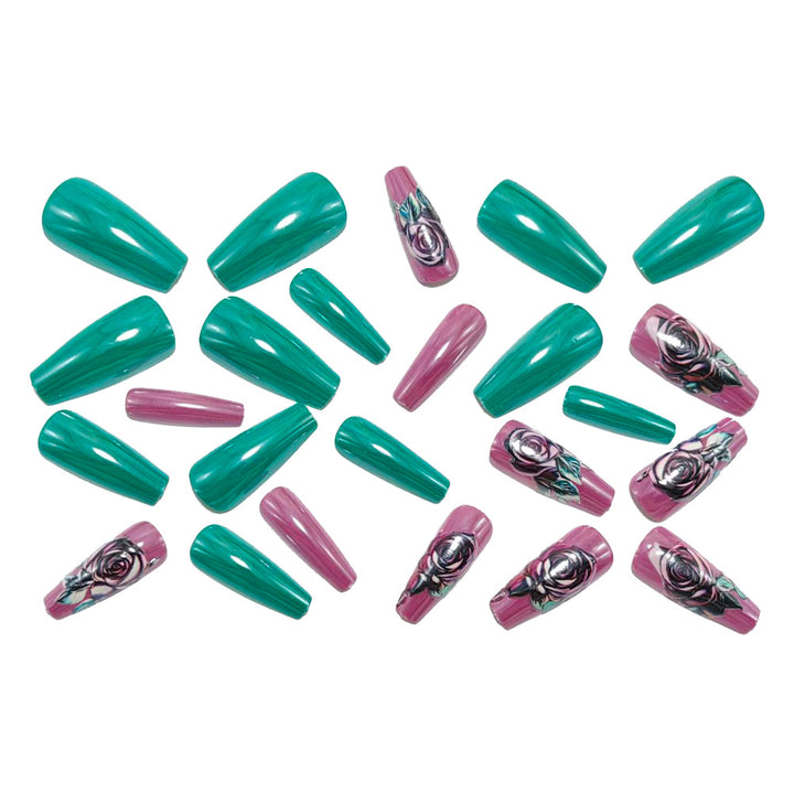 Artificial nails with elegant rose design Stornfield