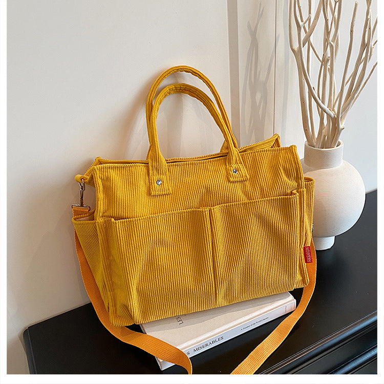 Corduroy Multi-Pocket Tote Bag Stornfield