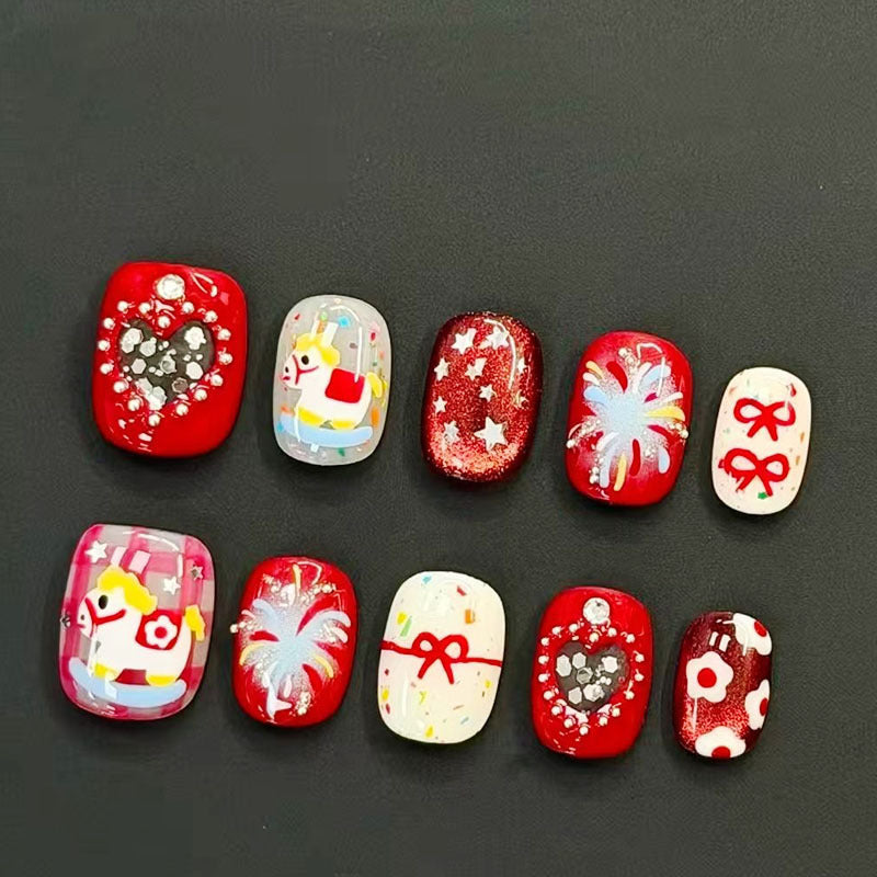 Artistic Cat-Themed Press-On Nail Art Set Stornfield