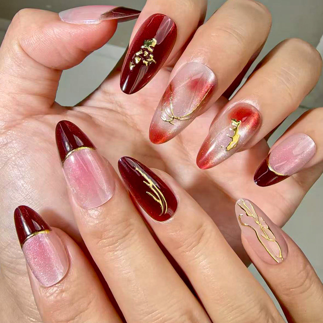 Artistic Press-On Nail Set with Unique Designs Stornfield