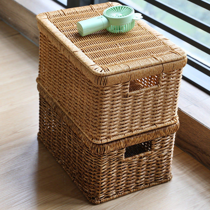 Unisex Rectangular Storage Basket with Decorative Lid Stornfield