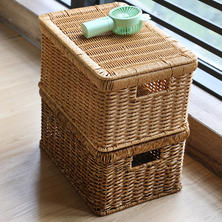 Unisex Rectangular Storage Basket with Decorative Lid Stornfield