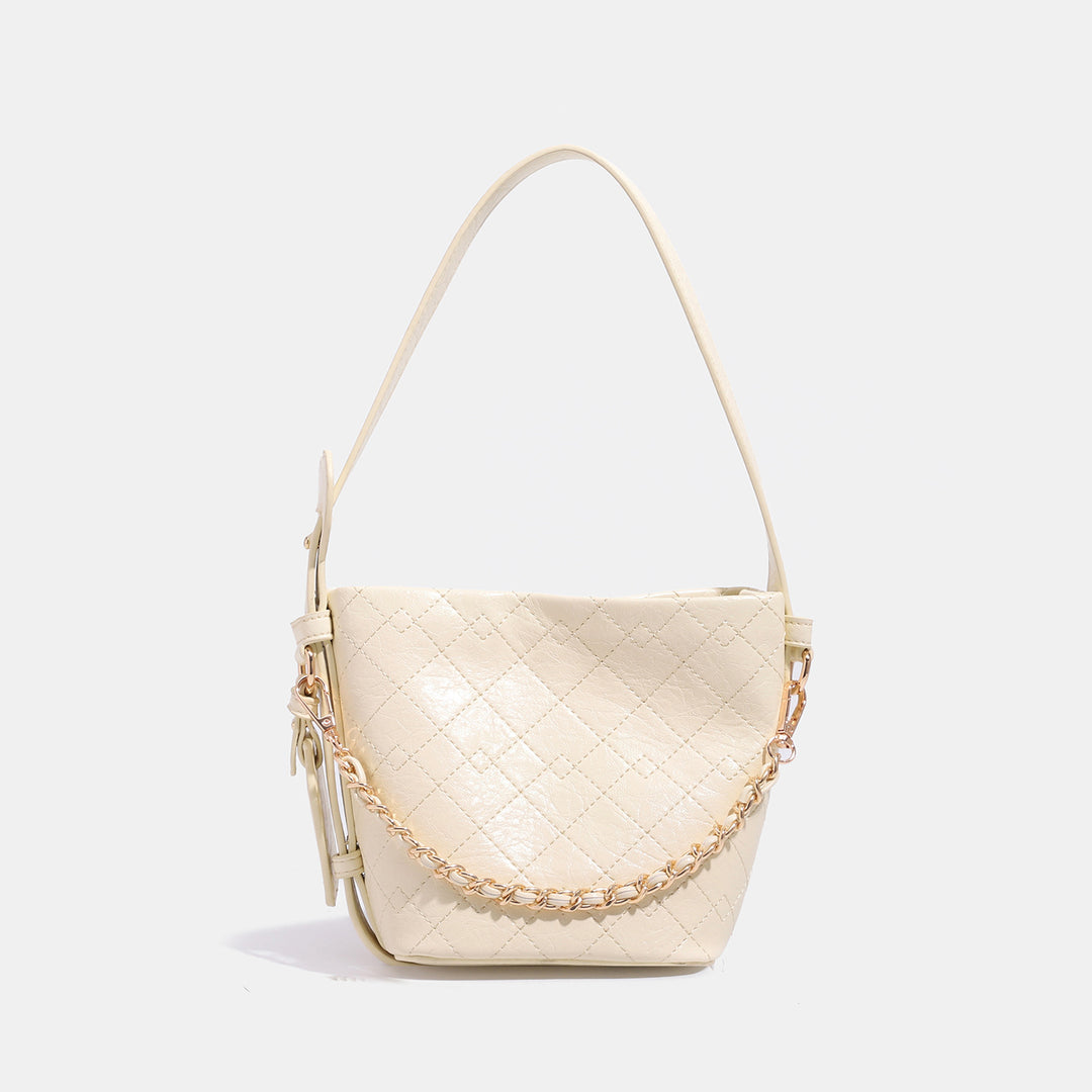 Textured Leather Bucket Handbag