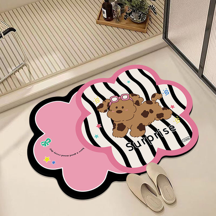 Cartoon-Inspired Plush Bath Mat for Bathroom