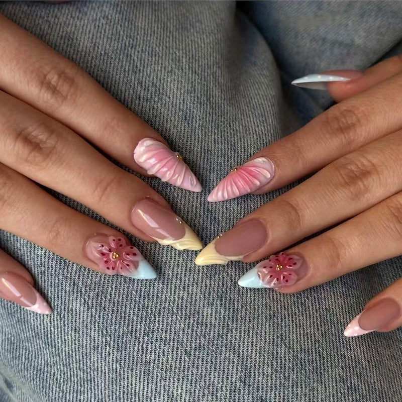 Artistic Floral Sculpted Nail Extensions Stornfield