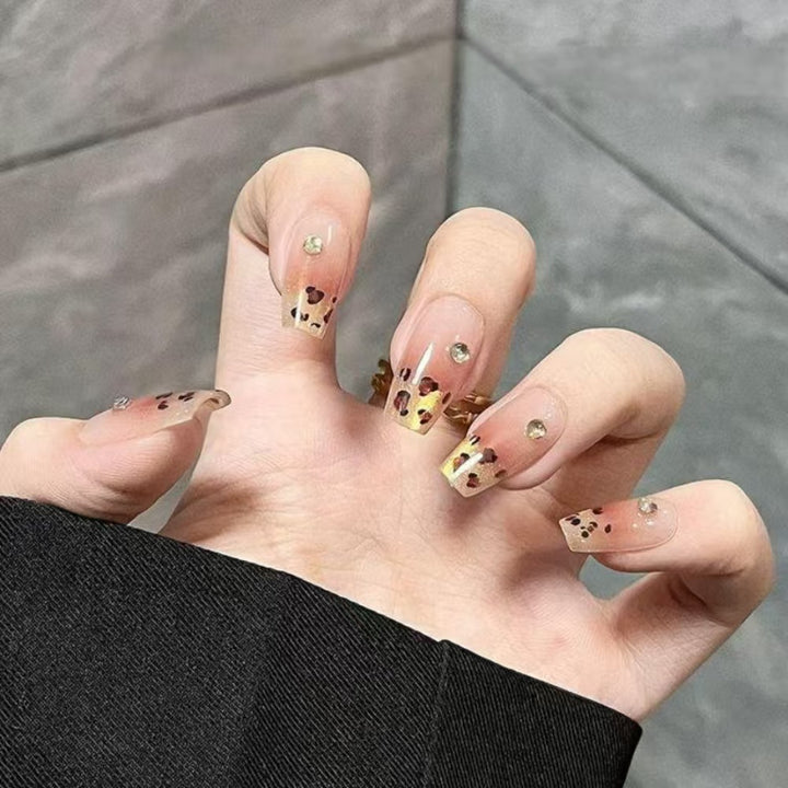 Artistic Press-On Nail Set with Floral and Heart Designs Stornfield