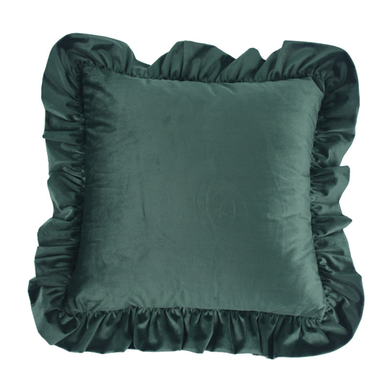 Plush Velvet Ruffled Rectangular Pillow Sham with Hidden Zipper