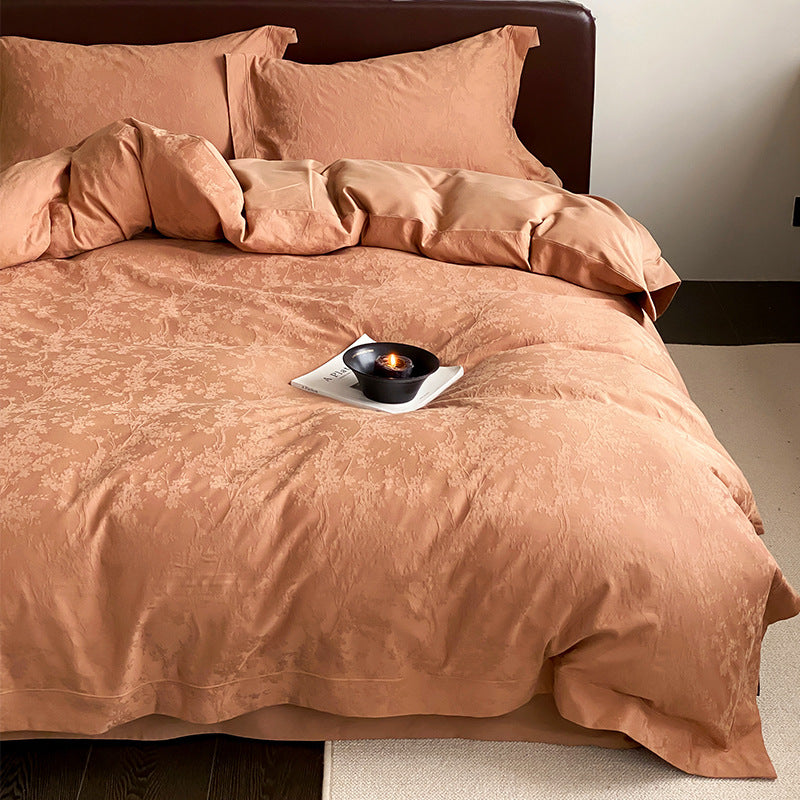 Reversible Jacquard Cotton-Sateen Duvet Cover Set with Floral Damask Texture