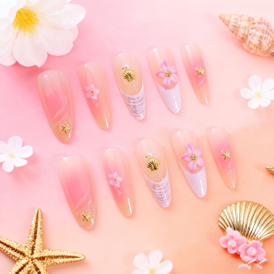 Floral-Designed Acrylic Nail Enhancements Stornfield