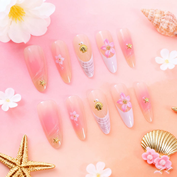 Floral-Designed Acrylic Nail Enhancements Stornfield