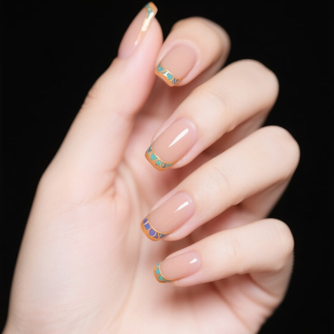 Decorative French Tip Press-On Nails