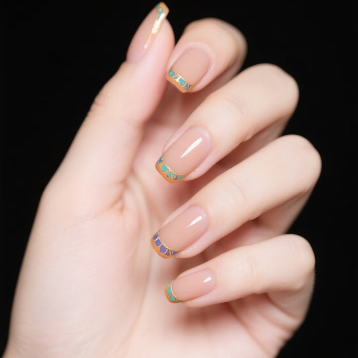 Decorative French Tip Press-On Nails