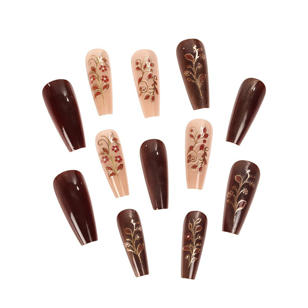 Artificial nails with elegant floral decorations Stornfield