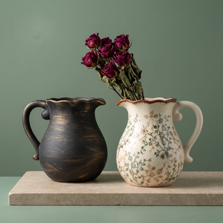 Elegant ceramic jug with floral patterns Stornfield
