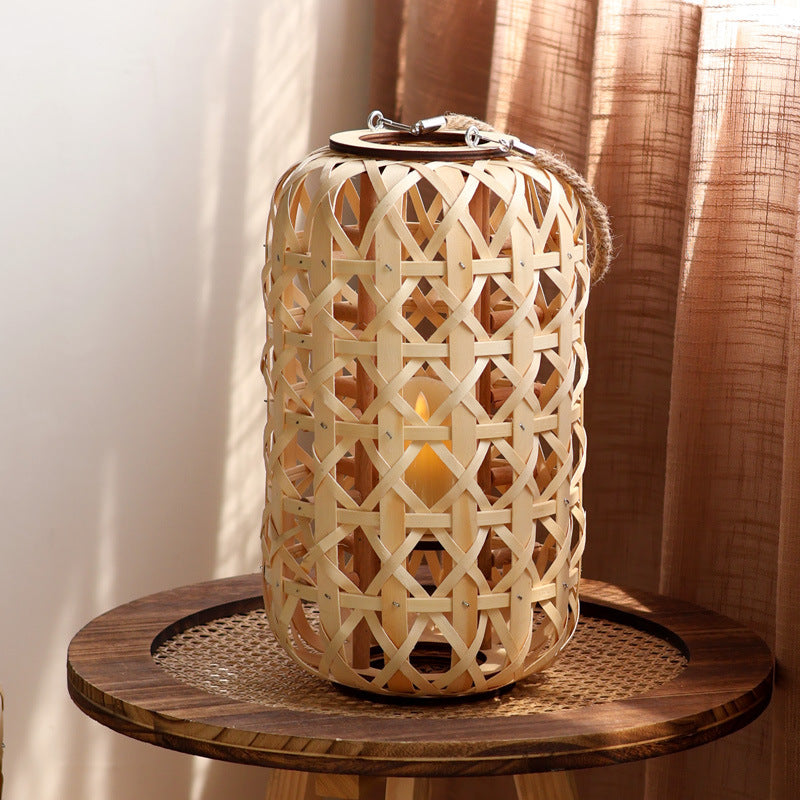 Elegant lantern made of handwoven natural material Stornfield