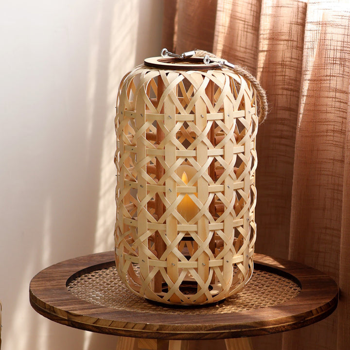 Elegant lantern made of handwoven natural material Stornfield