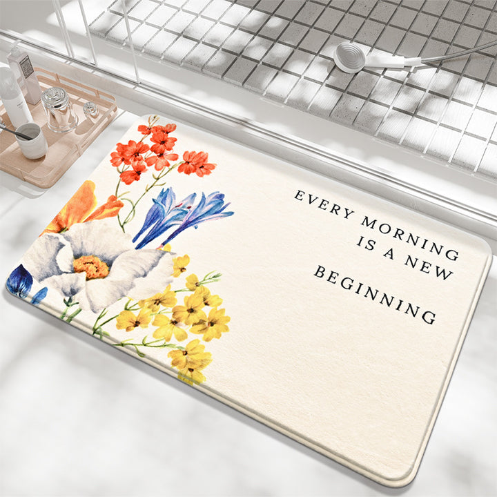 Decorative Floral Sayings Bath Mat Stornfield