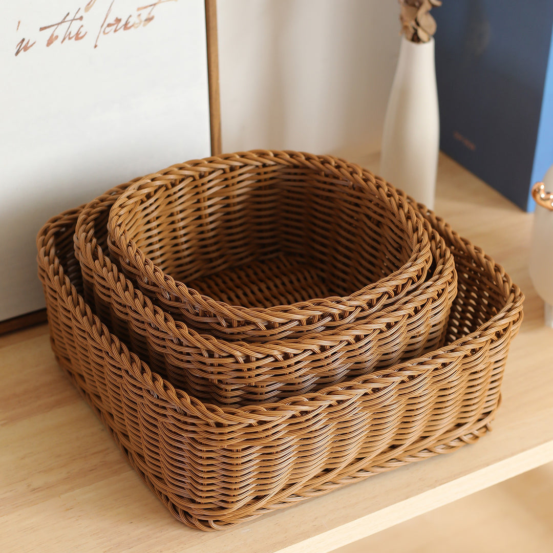 Unisex Rectangular Storage Basket with Sturdy Woven Stornfield