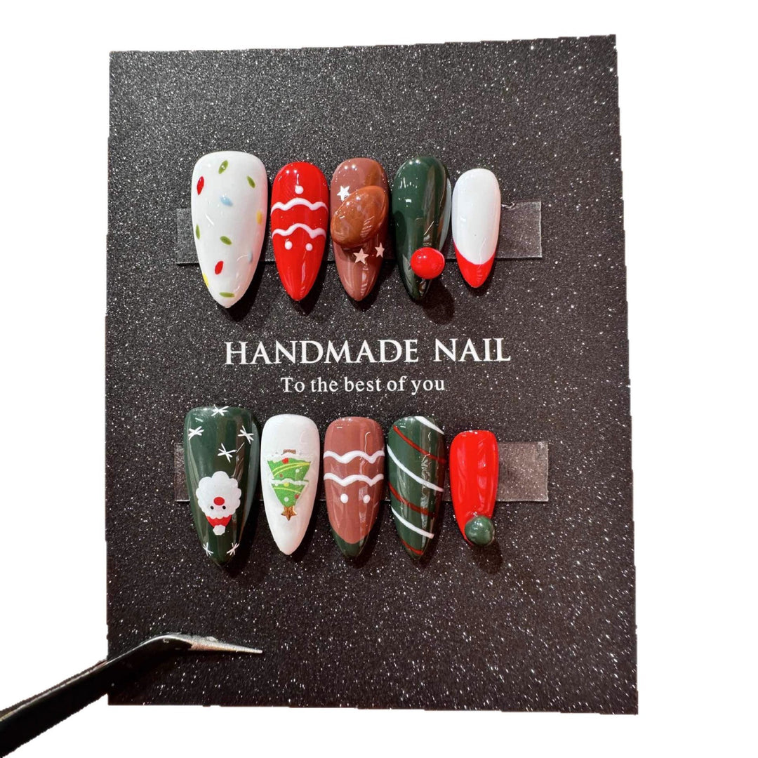 Artistic Holiday-Themed Press-On Nail Art Set