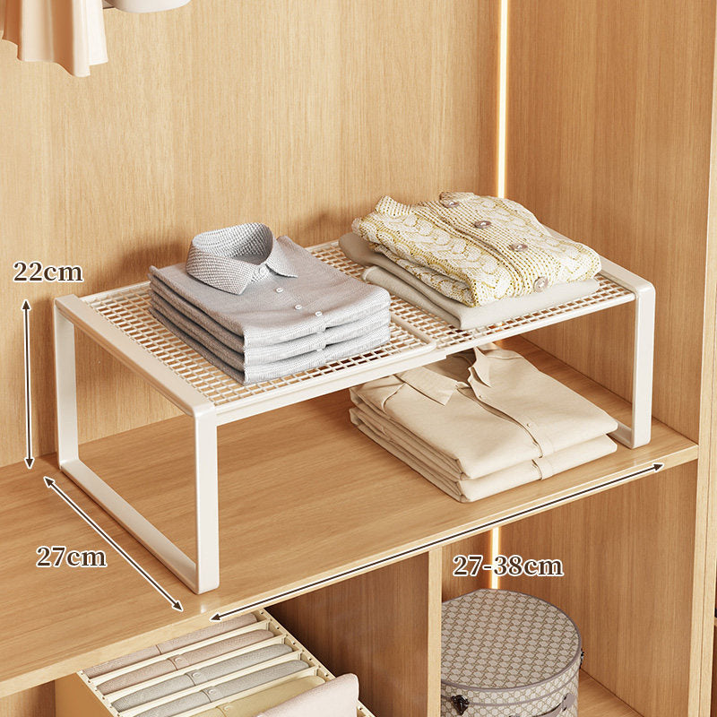 Expandable Metal Closet Shelf Riser and Stackable Wardrobe Organizer