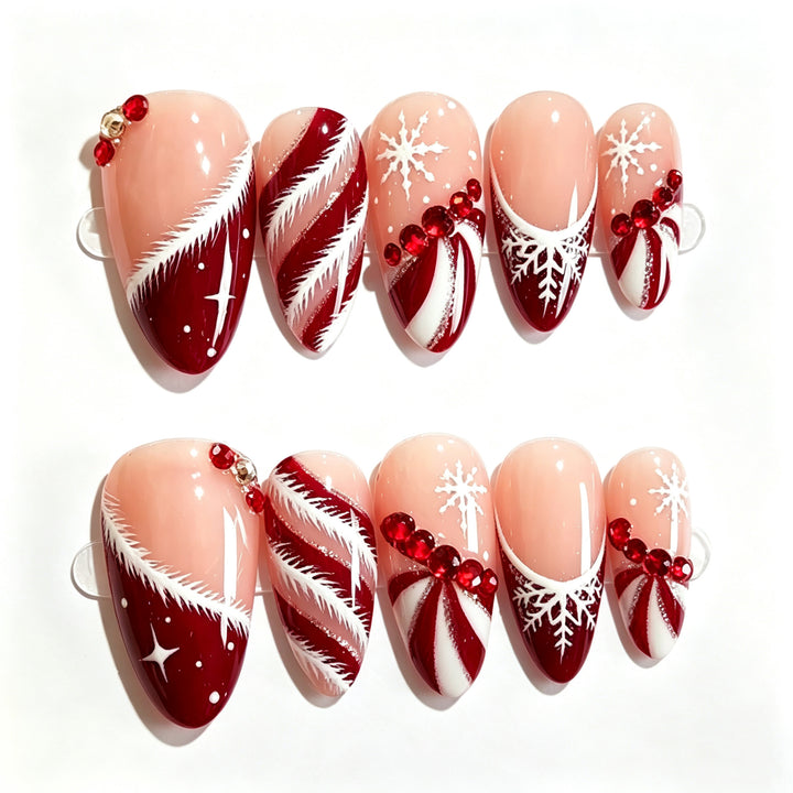 Festive Holiday-Themed Press-On Nail Art Stornfield